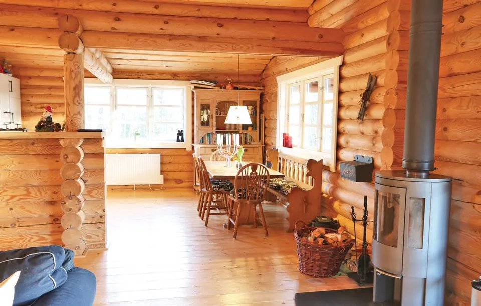 Dining area and wood-burning stove
